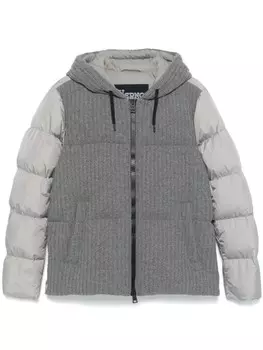 Пуховик с трикотажными вставками Herno, серый