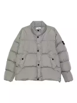 Пуховик с воротником-стойкой Stone Island, зеленый
