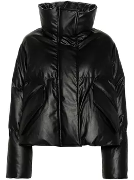 Пуховик с воротником-воронкой MM6 Maison Margiela, черный