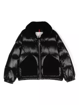 Пуховик с вязаными вставками Moncler Enfant, черный