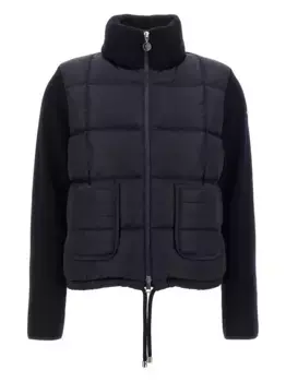 Пуховик с вязаными вставками MONCLER, синий