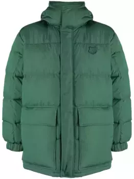 Пуховик с вышитым логотипом Maison Kitsun, зеленый
