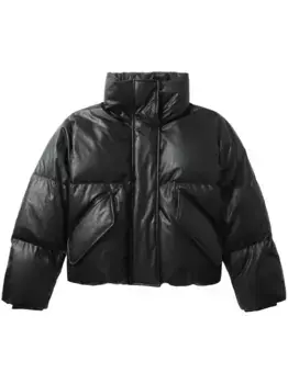 Пуховик с вышивкой MM6 Maison Margiela, черный