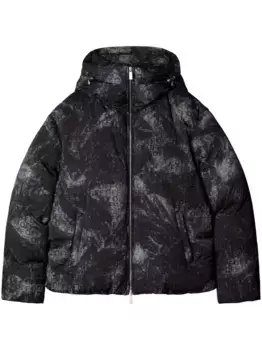 Пуховик с жаккардовым логотипом OFF-WHITE, черный