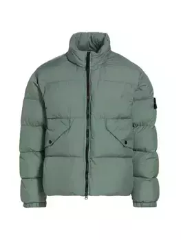 Пуховик с жатым репсовым рисунком Stone Island, цвет sage