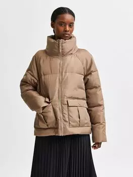 Пуховик SELECTED FEMME, светло-коричневый