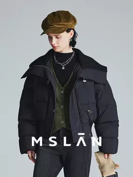 Пуховик шерстяной Mslan с воротником, черный
