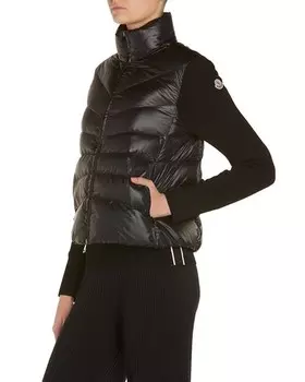 Пуховик смешанной техники Moncler, цвет Black