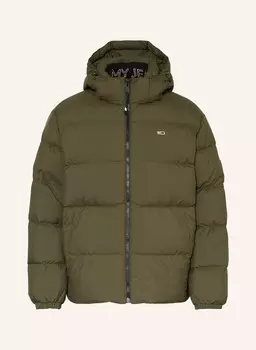Пуховик со съемным капюшоном Tommy Jeans, зеленый