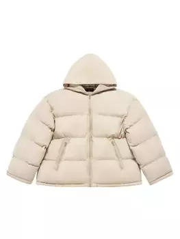 Пуховик Sporty B с капюшоном Balenciaga, бежевый