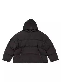 Пуховик Sporty B с капюшоном Balenciaga, черный