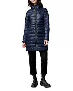 Пуховик средней длины с капюшоном Canada Goose Cypress и черным диском, синий