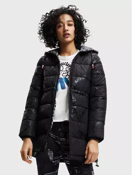 Пуховик стандартного кроя Desigual, черный
