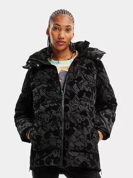 Пуховик стандартного кроя Desigual, черный