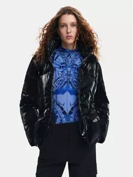 Пуховик стандартного кроя Desigual, черный