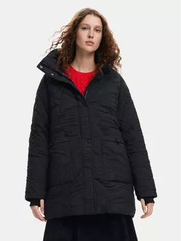 Пуховик стандартного кроя Desigual, черный