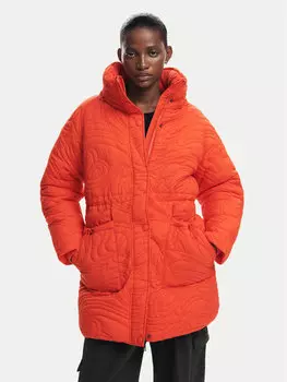 Пуховик стандартного кроя Desigual, оранжевый