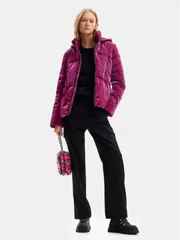 Пуховик стандартного кроя Desigual, розовый