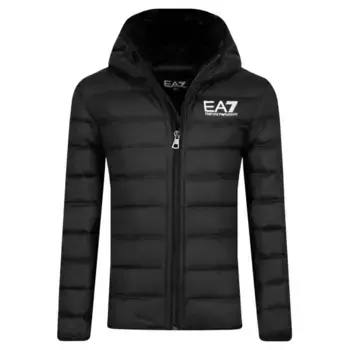 Пуховик стандартного кроя Ea7, черный
