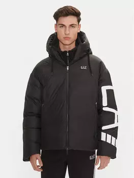 Пуховик стандартного кроя Ea7 Emporio Armani, черный