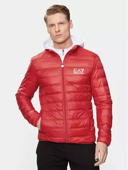 Пуховик стандартного кроя Ea7 Emporio Armani, красный