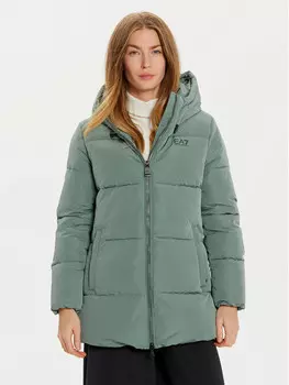 Пуховик стандартного кроя Ea7 Emporio Armani, зеленый