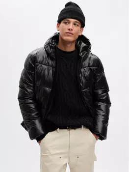 Пуховик стандартного кроя Gap, черный
