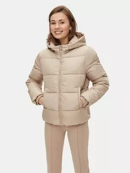 Пуховик стандартного кроя Pieces, бежевый