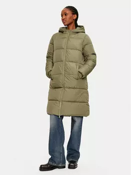 Пуховик стандартного кроя Pieces, зеленый