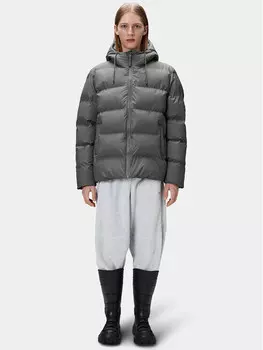 Пуховик стандартного кроя Rains, серый