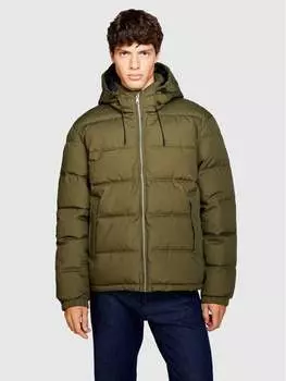 Пуховик стандартного кроя Sisley, зеленый