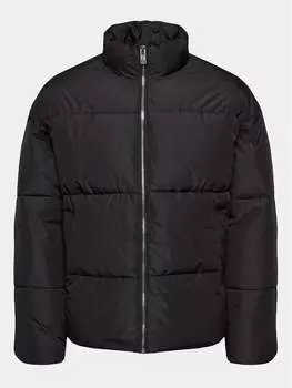 Пуховик стандартного кроя Solid, черный
