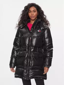 Пуховик стандартного кроя Tommy Jeans, черный
