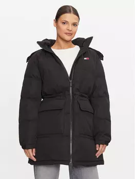 Пуховик стандартного кроя Tommy Jeans, черный
