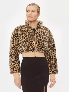 Пуховик стандартного кроя Tommy Jeans, коричневый