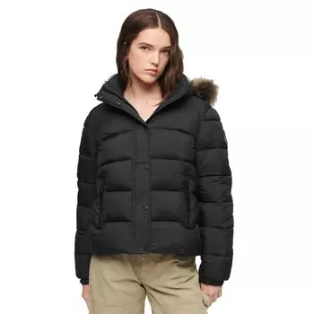 Пуховик Superdry Faux Fur, черный