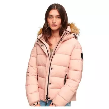 Пуховик Superdry Faux Fur, розовый