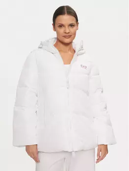 Пуховик свободного кроя Ea7 Emporio Armani, белый