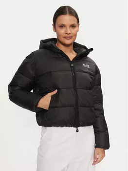 Пуховик свободного кроя Ea7 Emporio Armani, черный