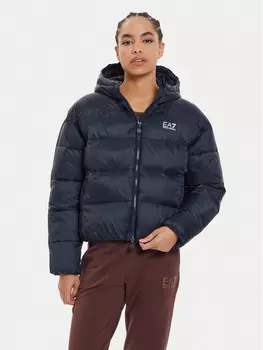 Пуховик свободного кроя Ea7 Emporio Armani, синий
