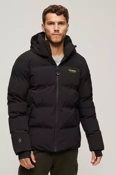Пуховик свободного кроя с капюшоном Superdry, черный