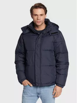 Пуховик свободного кроя Solid, синий