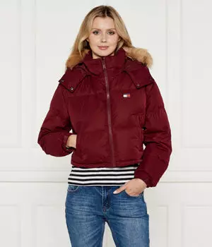 Пуховик Tommy Jeans Alaska Cropped Fit, бургундия