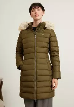 Пуховик Tommy Jeans ESSENTIAL HOODED, цвет drab olive green