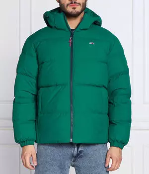 Пуховик Tommy Jeans Essential Regular Fit на молнии, зеленый