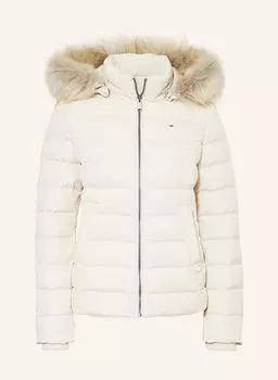 Пуховик TOMMY JEANS mit abnehmbarer Kapuze und Kunstfellbesatz, кремовый