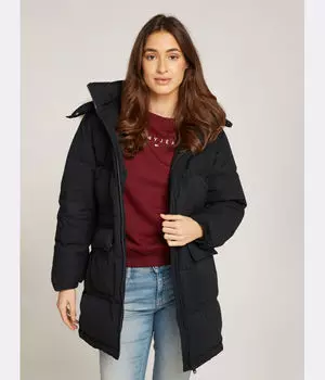 Пуховик Tommy Jeans с меховым капюшоном, черный