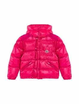 Пуховик-трансформер с логотипом Moncler, розовый