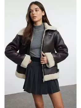 Пуховик trendyol, цвет dunkelbraun/beige