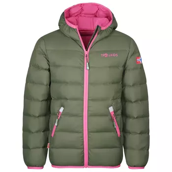 Пуховик Trollkids Kid's Dovrefjell, цвет Dusky Olive/Light Magenta